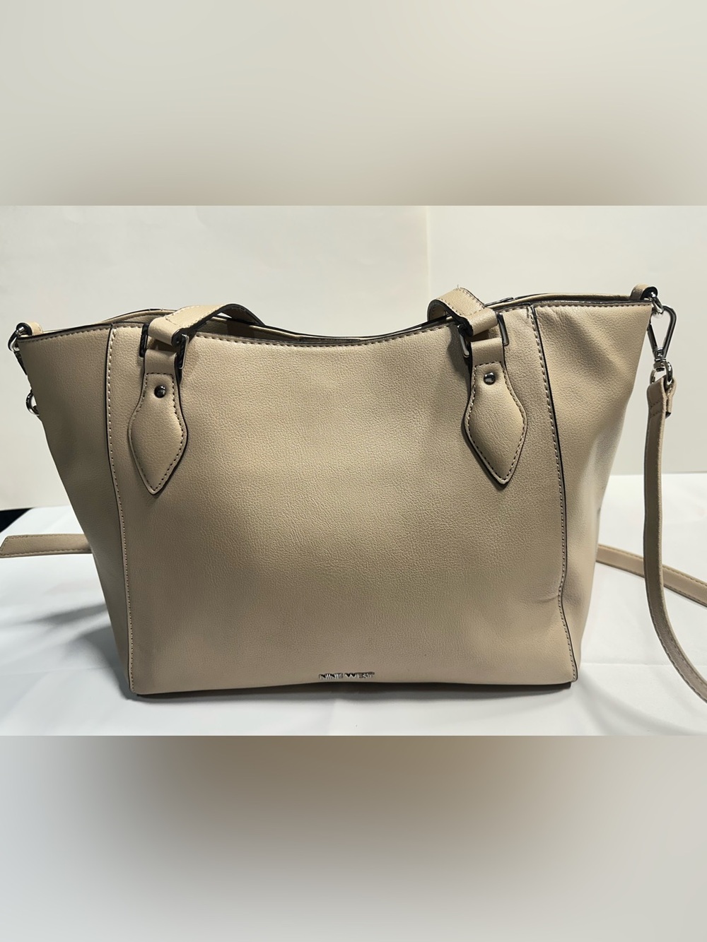Nine West Neutral Taupe Tote with Black Trim